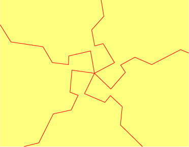 Tiling of the plane by five congruent irregular polygonal wedges