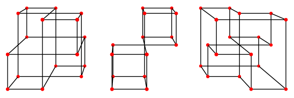 Three xyz graphs in a 3x3 grid