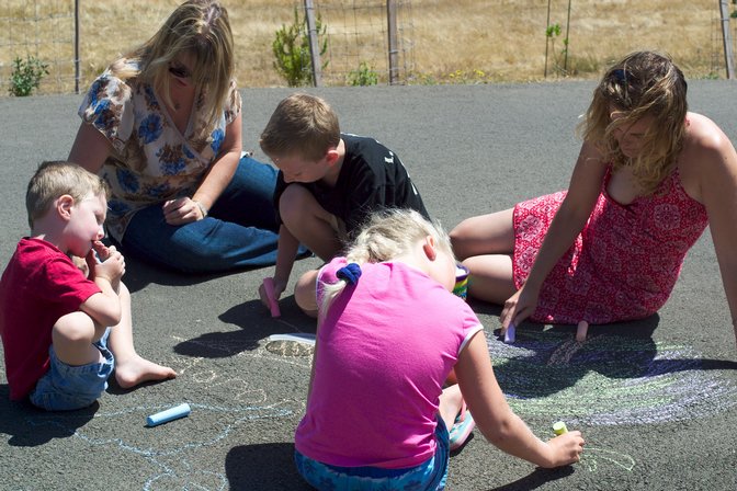 Cousins with chalk