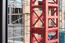 Scaffolding of Bren Hall under construction, UC Irvine