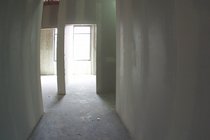 Second floor hallway of Bren Hall under construction, UC Irvine