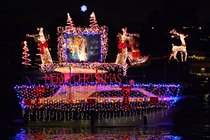 Joy to the World, decorated boat at the Newport Beach Parade of Lights