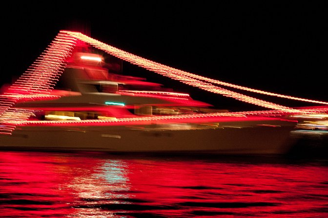 Motion blur of the Newport Beach Parade of Lights