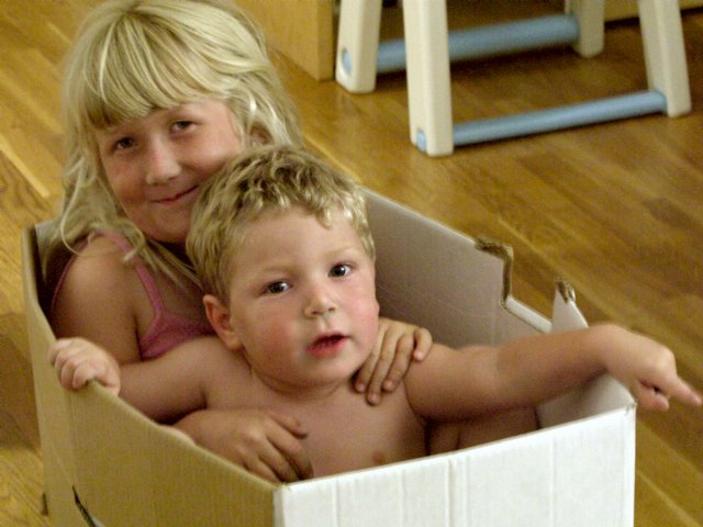 Kids playing in a box