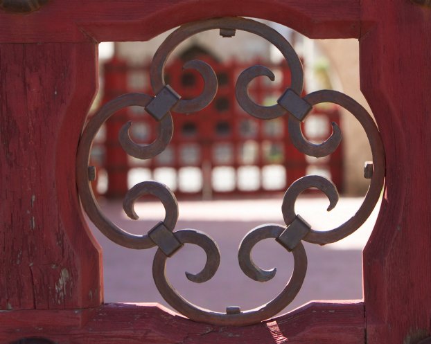 Two red gates, Scotty's Castle
