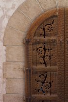 Carved upstairs door, Scotty's Castle
