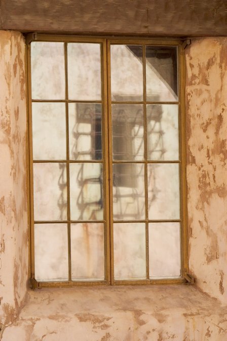 Window window reflection, Scotty's Castle