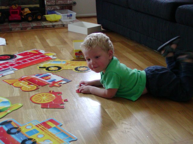 Timothy doing puzzles