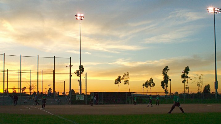 Softball at sunset