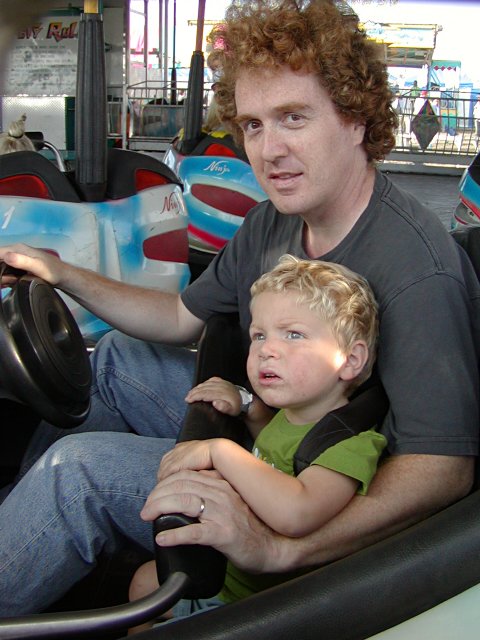 Timothy and David on the Bumper Cars