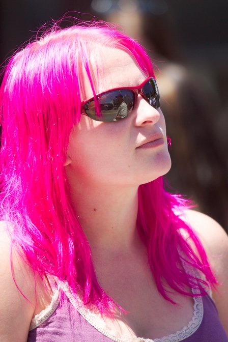 pink hair highlights. something crazy like pink,