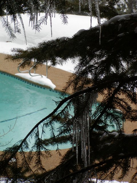 Swimming pool and icicles