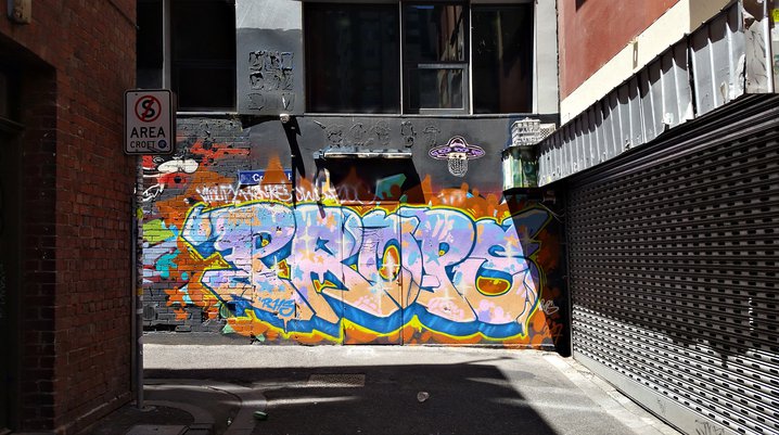 Graffiti in an alley off Little Bourke Street, Chinatown, Melbourne, Australia