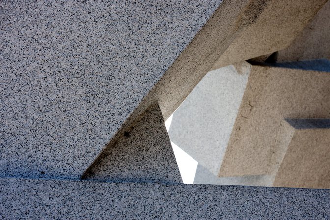 Detail from Arpeggio V, a sculpture by Bruce Beasley in front of the Mitchell Park Library, Palo Alto, California