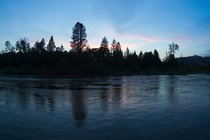 Rafting on the South Fork of the American River: Sunset over the river