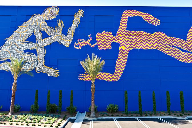 Zio Ziegler mural on the Tillys warehouse, Irvine, California