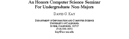 An Honors Computer Science Seminar