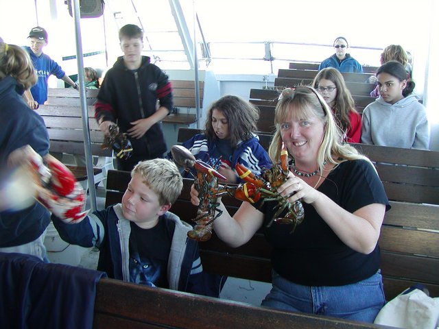 Timothy and Diana with lobsters