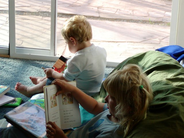Sara and Timothy reading