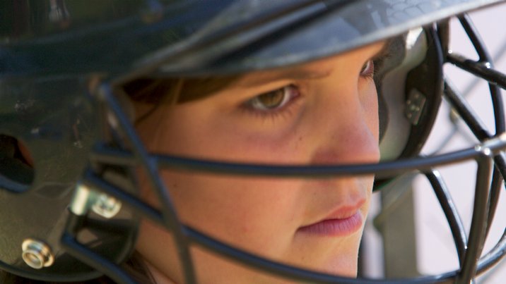 Kelsey in her batting helmet