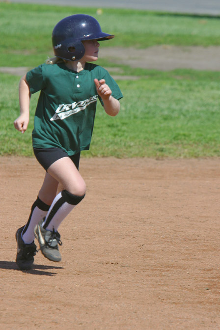 Annie running the bases