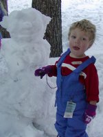 Timothy with his snowman