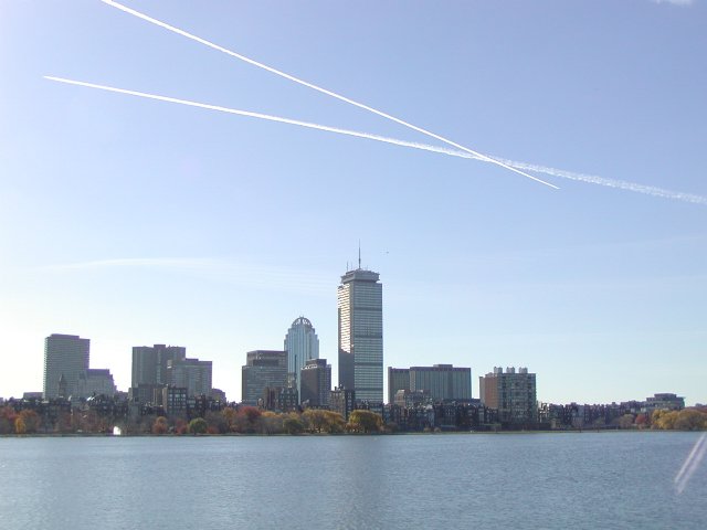 Crossed contrails across the Charles