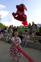 Zena takes her turn under the pi&ntilde;ata