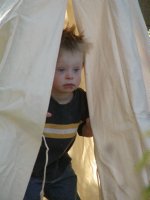 Drake playing in the teepee