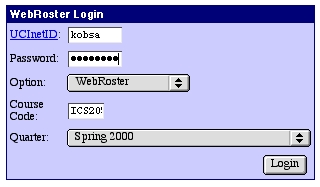 The picture shows a login box for the access to a web-based student roster