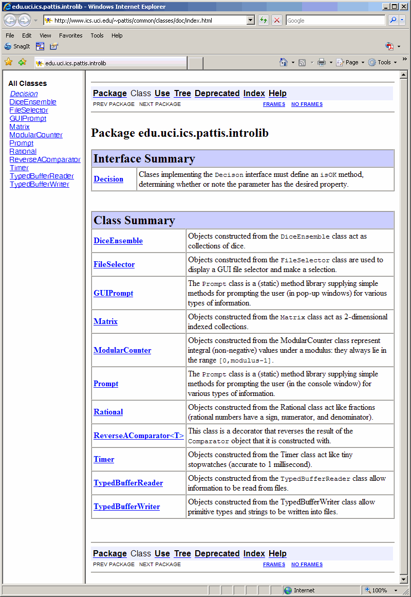 Objects, Using Class Libraries/JavaDoc
