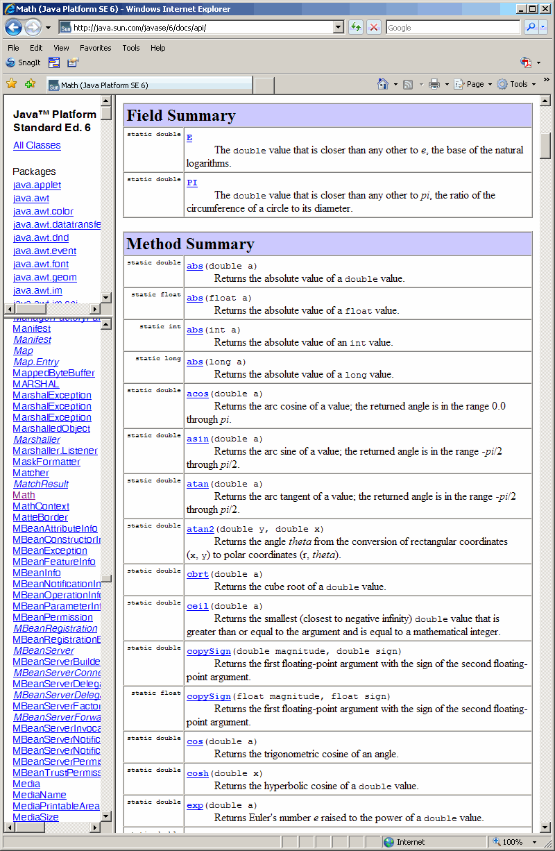 Objects, Using Class Libraries/JavaDoc