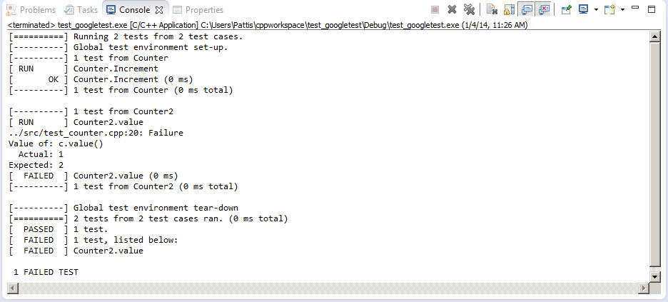 GoogleTest Installation and Use in Eclipse/C++ Instructions